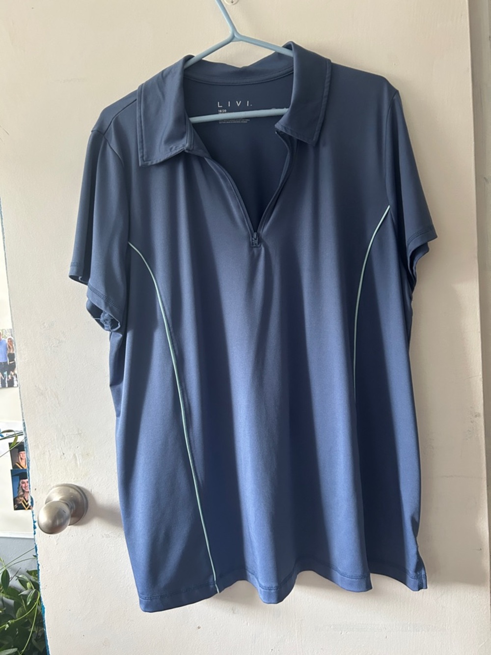 Livi Active Women's Navy Short-Sleeve Polo with Zip